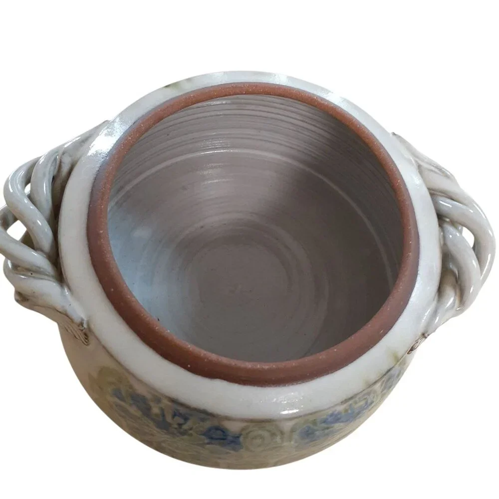 Vintage Hand-Painted Ceramic Casserole Dish Pottery Kitchenware